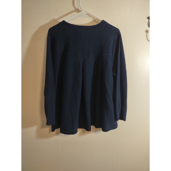 Saturday Sunday XL Women's Peplum Button Sweater Blue Textured Boho Anthro - Picture 10 of 11